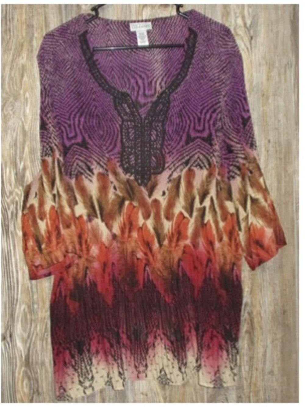 Catherines Crinkle Leaf V Neck 3/4 Slv Womens Petite Sz 2XWP Fairy Grunge Witch - Picture 12 of 13